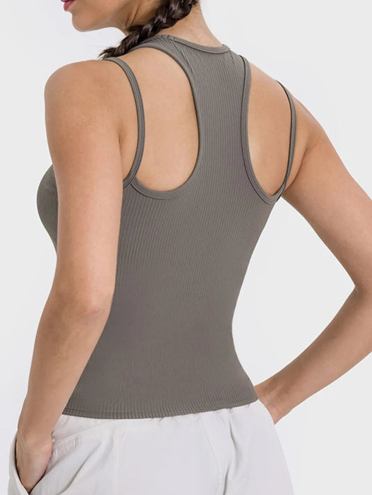 Cutout Round Neck Racerback Active Tank eprolo