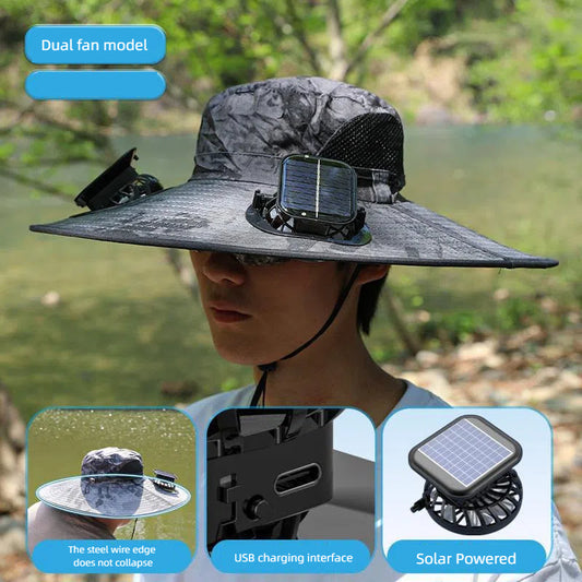 Camper Solar Fan Hat Fishing Hat Men's Outdoor Mountaineering UV Protection Sunshade Fishing Hat with Fan eprolo