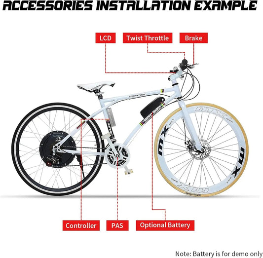JAUOPAY 48V/36V Electric Bicycle Kit 1200W/1000W/750W Dual Mode Controller Waterproof Brushless Gearless Front Hub Motor Wheel 7 Sister Stars LLC