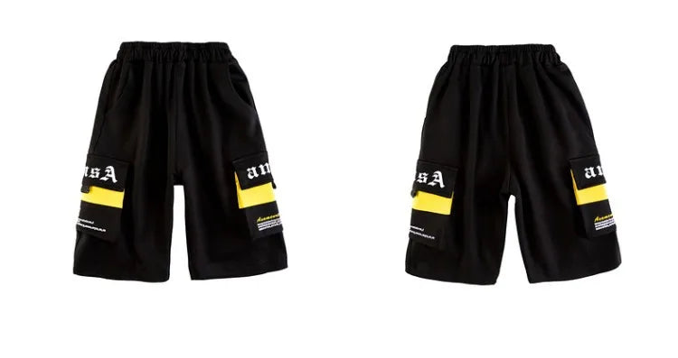 2025 teens Summer Child Clothes Baby teen Boys hip hop portrait loose T-Shirt & Shorts pants 6 8 10 12 14 years autumn
