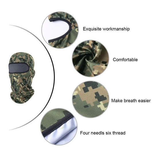 Tactical Military Camo Balaclava Ski Face Mask UV Protector for Man Women Hunting Fishing Motorcycle Windproof