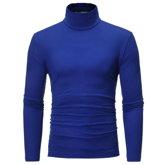 2023 new Men's High Neck Slim Fit Long Sleeve T-shirt turtleneck for men slim elastic thin pullover
