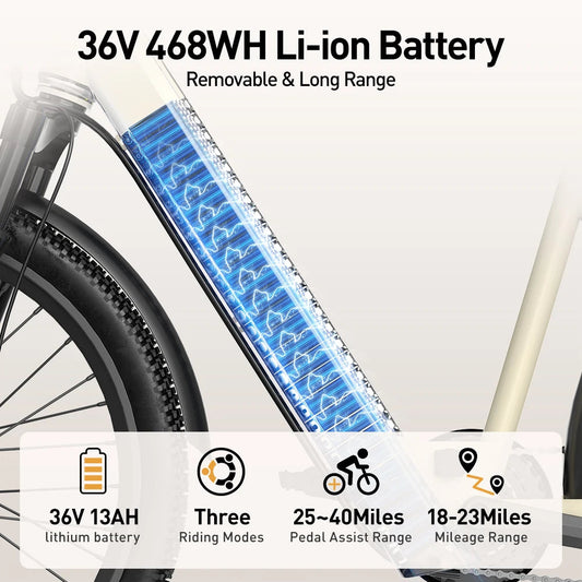 Aairsk US EU Warehouse 400W Step Through Electric Bike 24in Fat Tire Bicycle 36V Battery Electric Bicycle Commuting Bike 7 Sister Stars LLC
