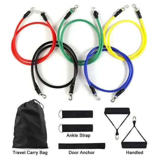 11pcs/Set Pull Rope, Resistance Bands, Portable Fitness Equipment, Ankle Strap, Chest Expander, Elastic Exercise Band 7 Sister Stars LLC