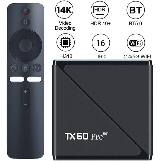 Android 16.0 TV Box TX60 PRO 16+256GB 4K HDR10+ Allwinner H313 WiFi 6 BT 5.0 Voice Remote high quality Home Theater Media Player 7 Sister Stars LLC