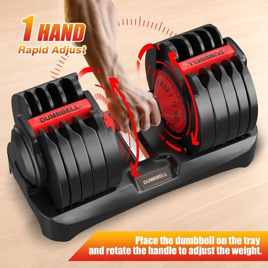 Adjustable Dumbbells Set with AntiSlip Handle and Dual Safety Locking System for Full Body Workout: Versatile 25 52.5 55 LBS We