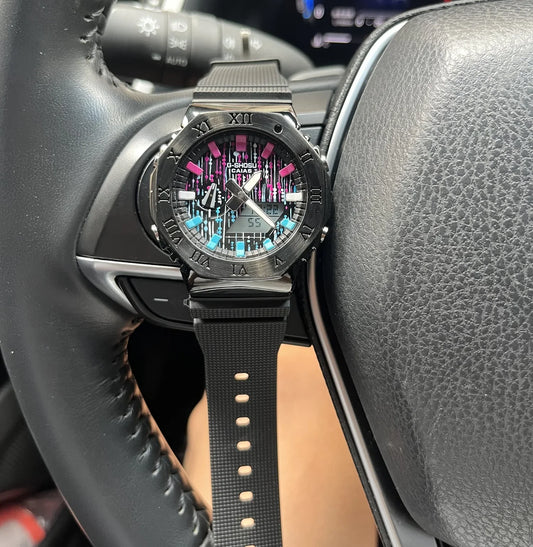 Digital sports electronic watch for men and women Alloy LED dial Roman numerals Full functionality World time Oak GM series