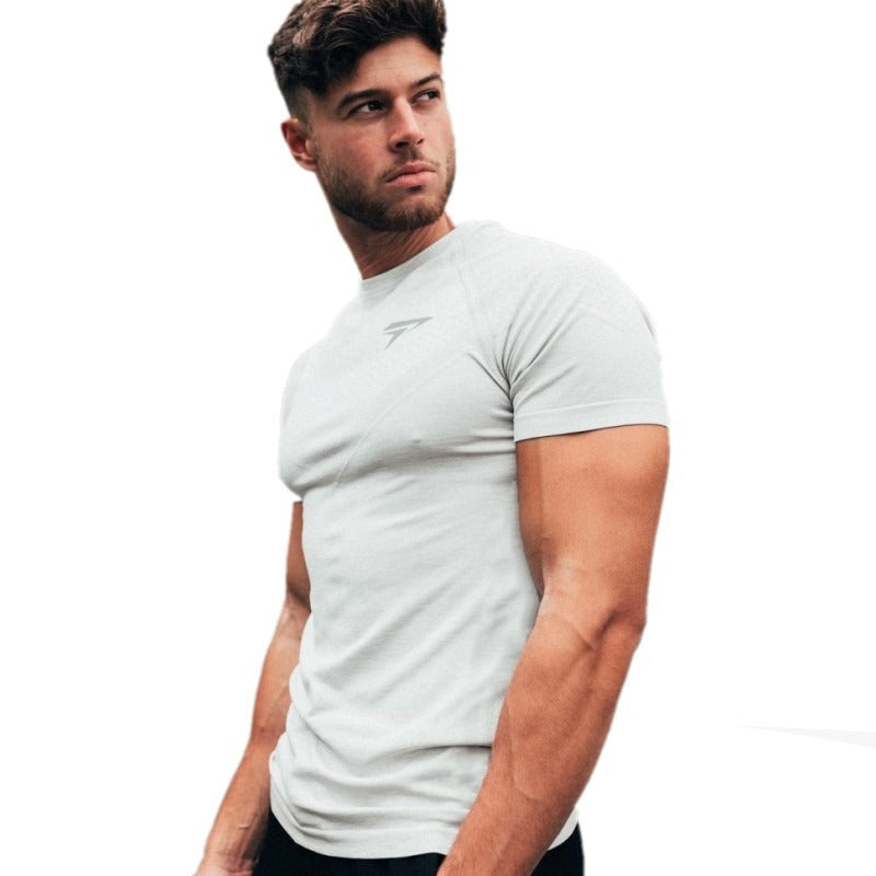Fitness Brother Mens Running Sports Slim Fit Short Sleeve Quick Drying Clothes Milk Silk Quick Drying Training T shirt eprolo