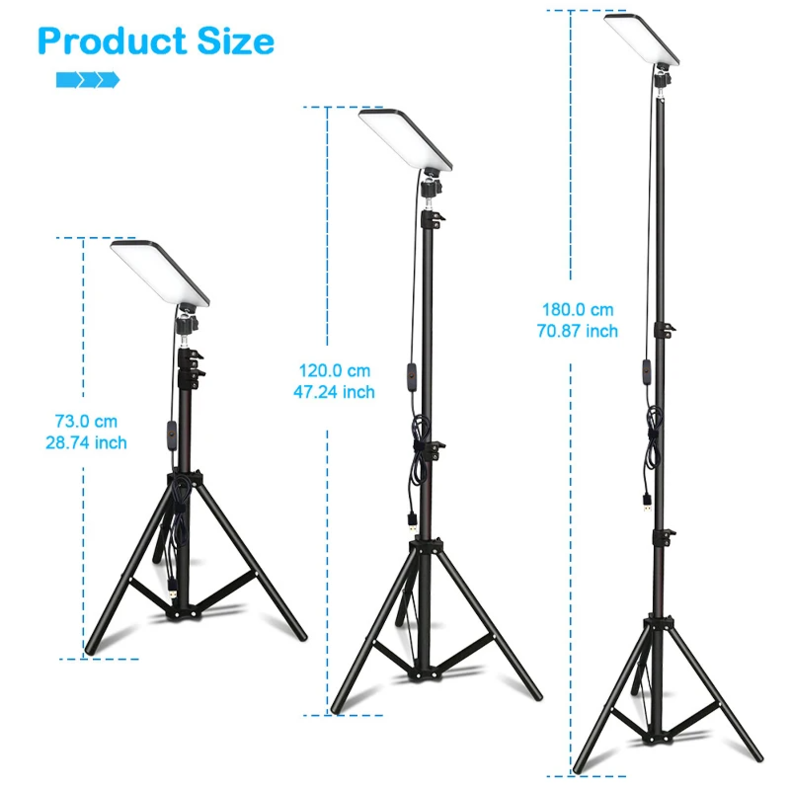 Camping Light LED Selfie Light Lamp Portable Photography Light with Tripod Stand for Outdoor Picnic Barbecue Adjustable Telescop eprolo