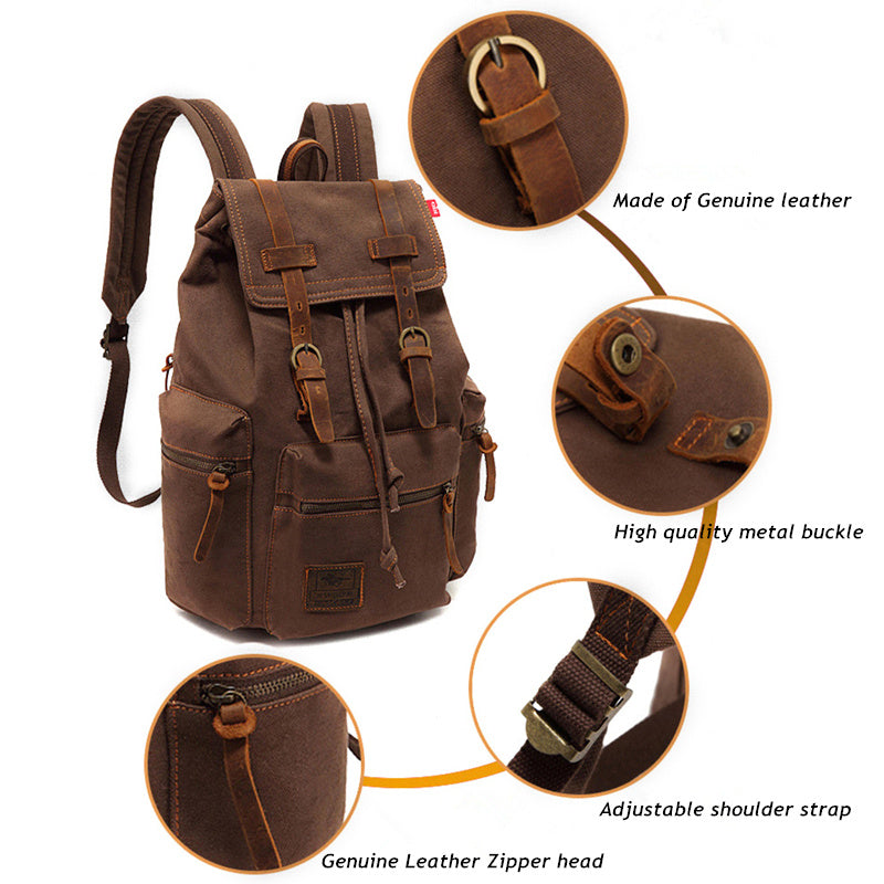 Men's And Women's Canvas Backpack 15.6 Inches Large Capacity 7 Sister Stars LLC