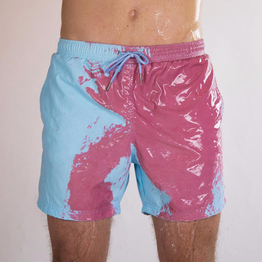 Water Changing Beach Pants Men's Quick Dry Large Size Swimming Pants Warm Color Changing Shorts Men's Swimming Pants eprolo