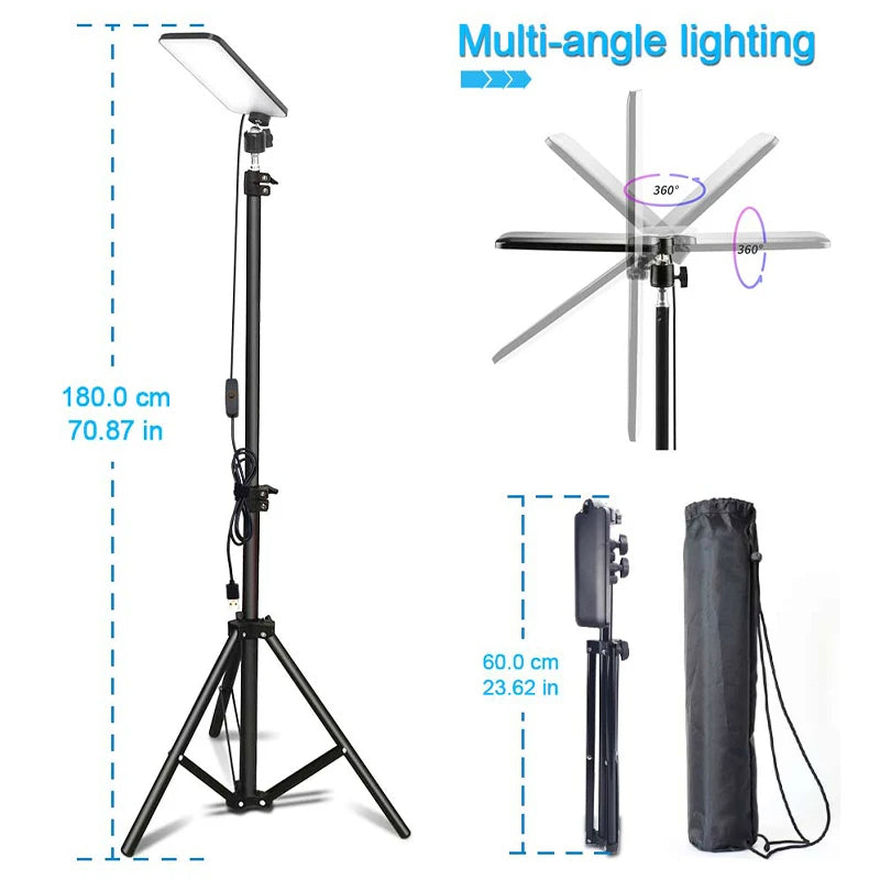 Camping Light LED Selfie Light Lamp Portable Photography Light with Tripod Stand for Outdoor Picnic Barbecue Adjustable Telescop eprolo