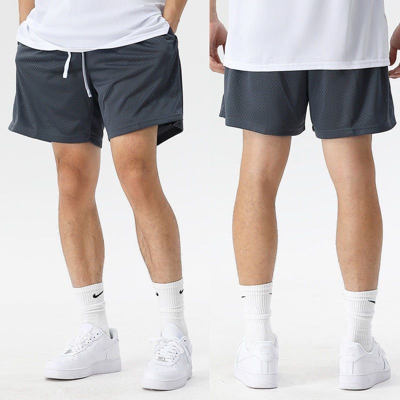 Sports Training Quarter Shorts Mens Over Knee Sports Pants Summer Training Fitness Two Layer Mesh Breathable Basketball Pants eprolo