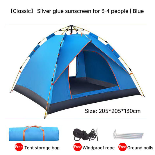 Quick-Deploy Green/White Outdoor Tent, Comfortably Accommodating 3-4 People on Camping Trips eprolo