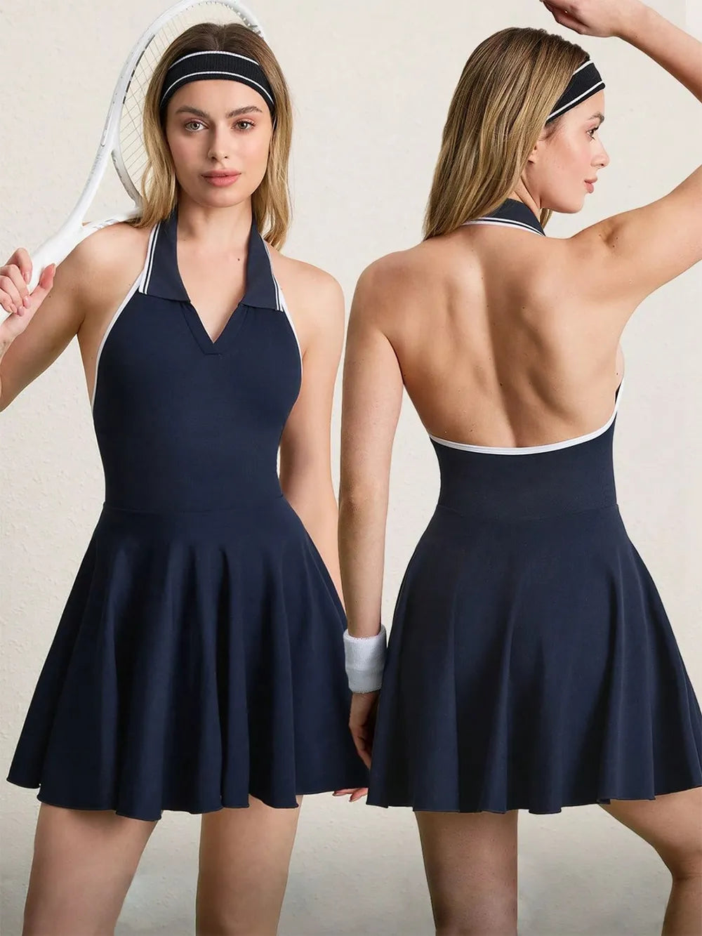 Backless Halter Neck Active Dress eprolo