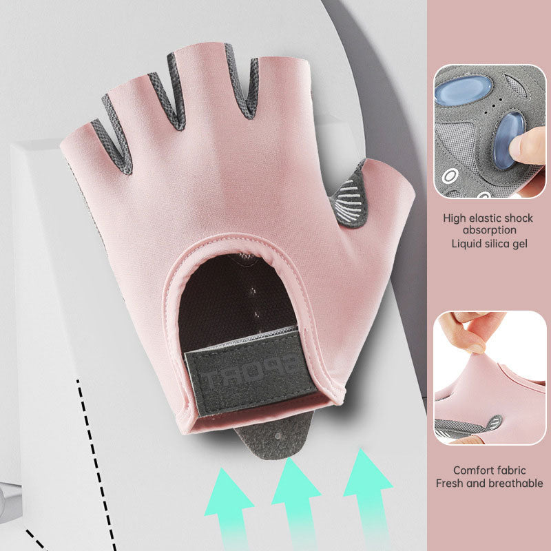 Sports gloves female yoga exercise anti-skid shock absorption half finger gloves wear-resistant breathable riding gloves eprolo