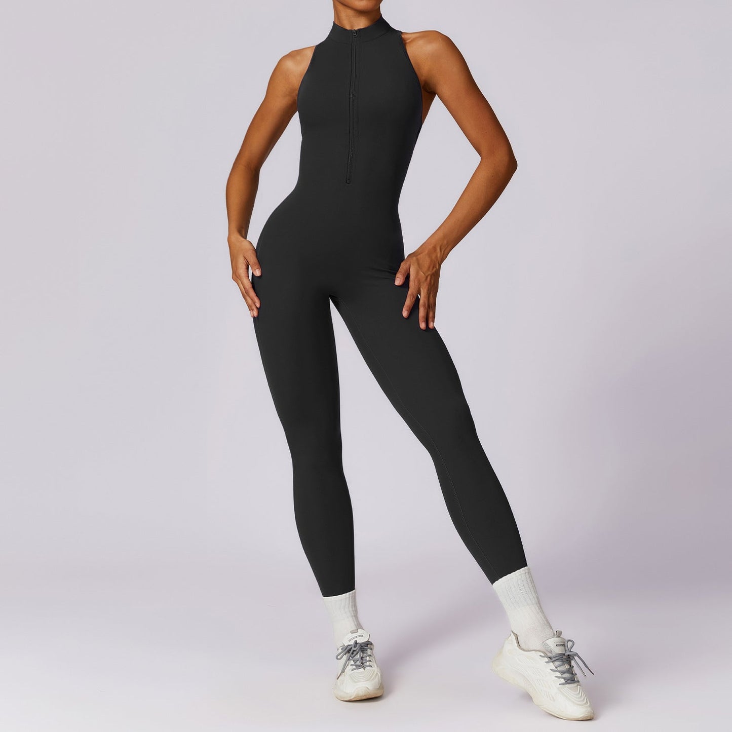 Naked quick zip yoga jumpsuit with beautiful back high-intensity fitness training sports tight fitting clothes eprolo