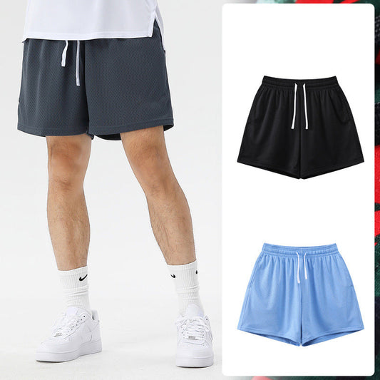 Sports Training Quarter Shorts Mens Over Knee Sports Pants Summer Training Fitness Two Layer Mesh Breathable Basketball Pants eprolo