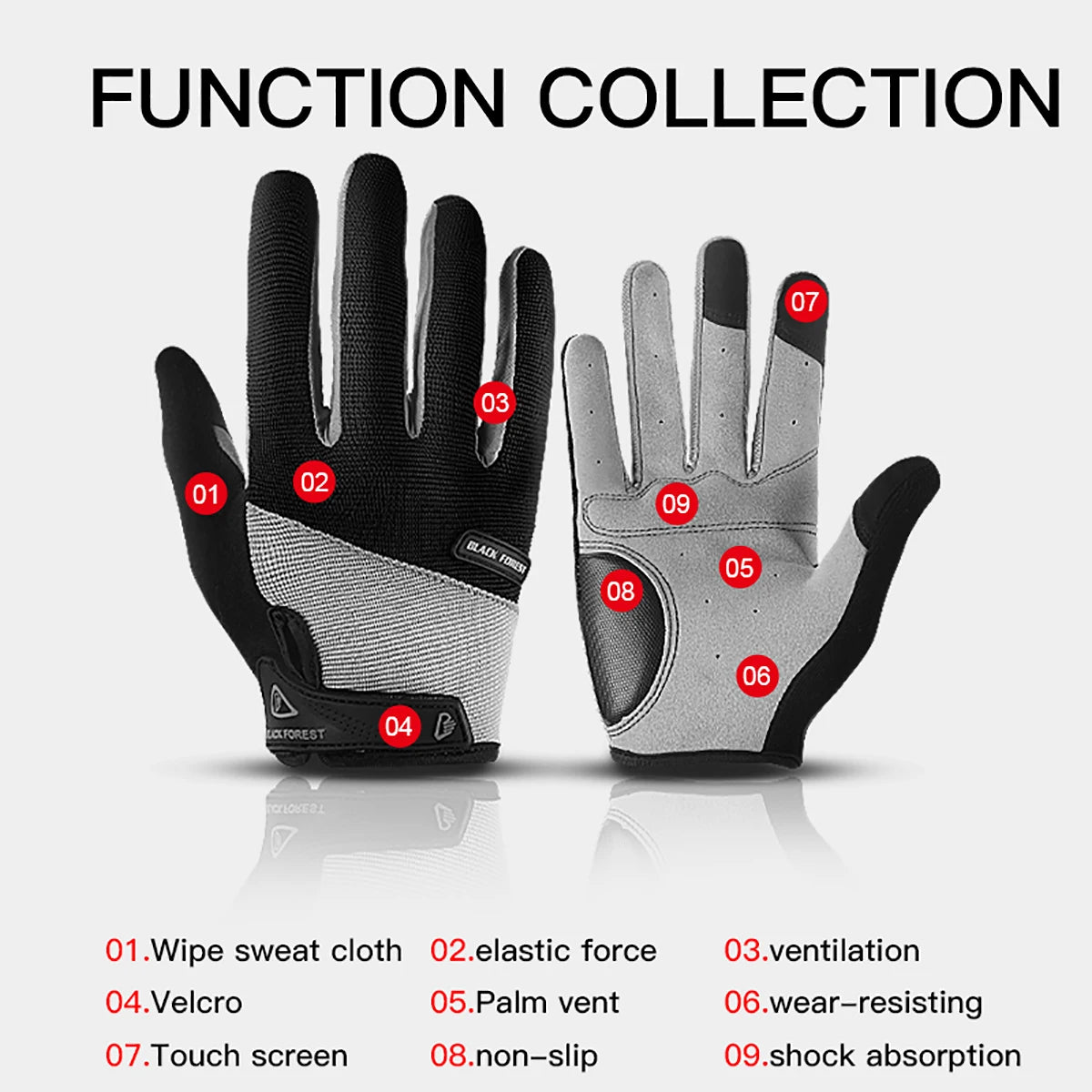 Outdoor sports men's and women's anti slip and wear-resistant fitness bicycles breathable full finger riding touch screen gloves eprolo