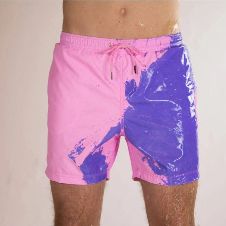 Water Changing Beach Pants Men's Quick Dry Large Size Swimming Pants Warm Color Changing Shorts Men's Swimming Pants eprolo