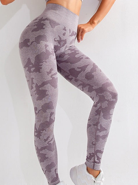 Camouflage 3-piece long sleeved bra pants sports fitness yoga peach hip lifting tight pants set eprolo
