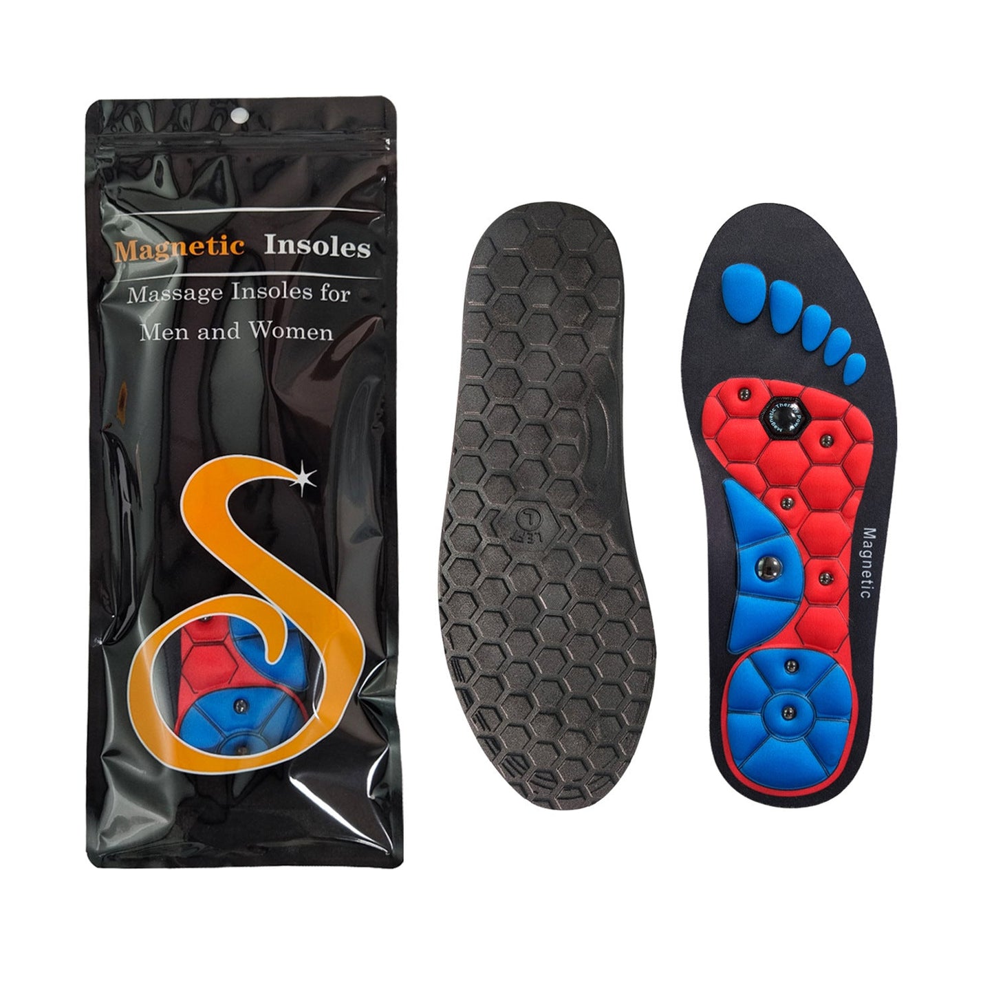 Magnetic therapy sports insoles for foot massage, weight loss, acupressure, anti - fatigue and healthcare eprolo