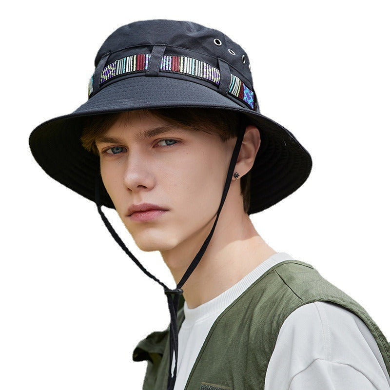 Western cowboy hat women's summer large brim Japanese fisherman hat sun protection sunshade outdoor seaside travel mountaineering hat men eprolo