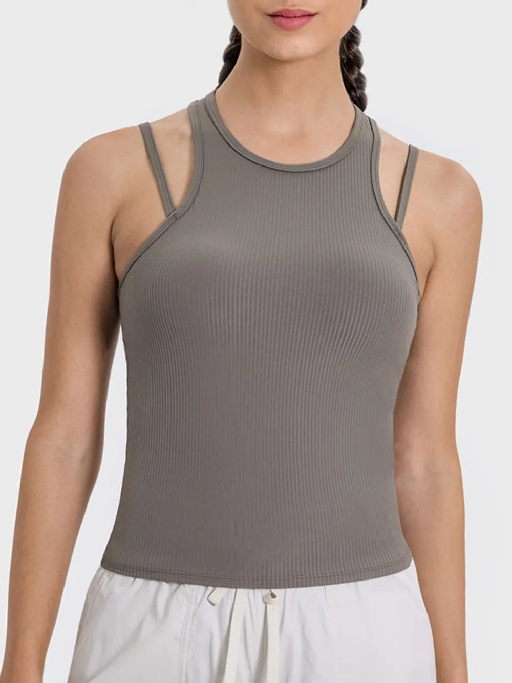 Cutout Round Neck Racerback Active Tank eprolo