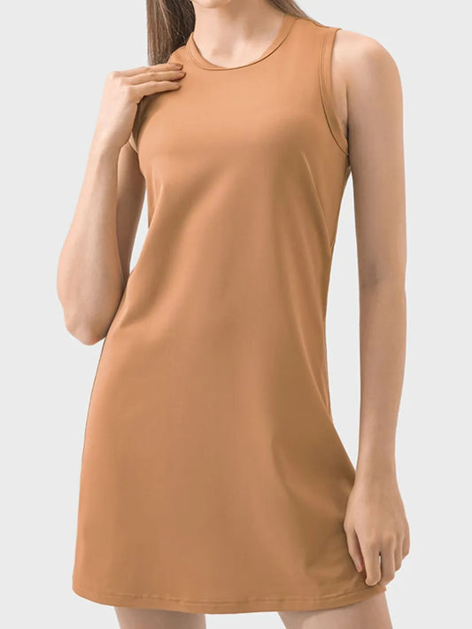 Round Neck Sleeveless Active Dress eprolo