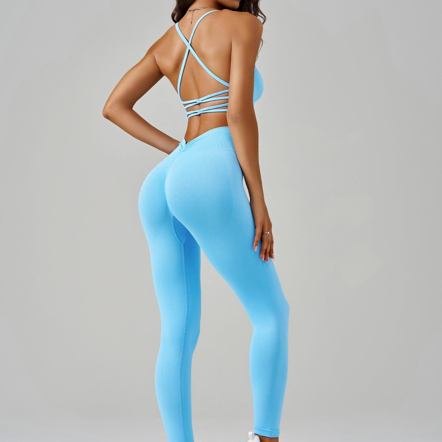 Yoga suit set women's two-piece set hollow cross thin shoulder strap beautiful back sports and fitness set eprolo