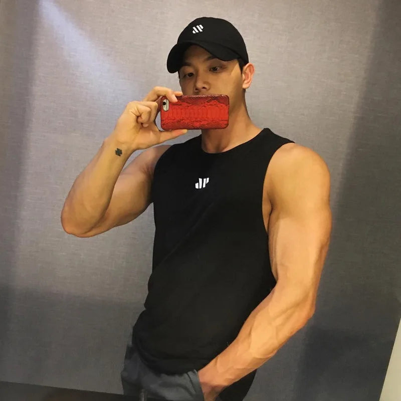 GITF Men's Bodybuilding Vest Gym Workout Mesh Fitness Sleeveless shirt Running wear Stringer Single shirt Summer Accident vest