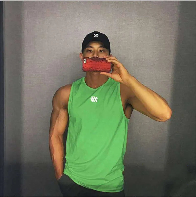 GITF Men's Bodybuilding Vest Gym Workout Mesh Fitness Sleeveless shirt Running wear Stringer Single shirt Summer Accident vest 7 Sister Stars LLC