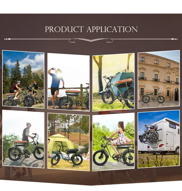 750w Fat Tyre Electric Bike Long Range Electric Bicycle Removable Battery Electric Mountain Bike E-bike 7 Sister Stars LLC