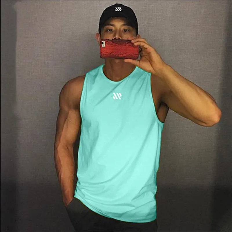 GITF Men's Bodybuilding Vest Gym Workout Mesh Fitness Sleeveless shirt Running wear Stringer Single shirt Summer Accident vest