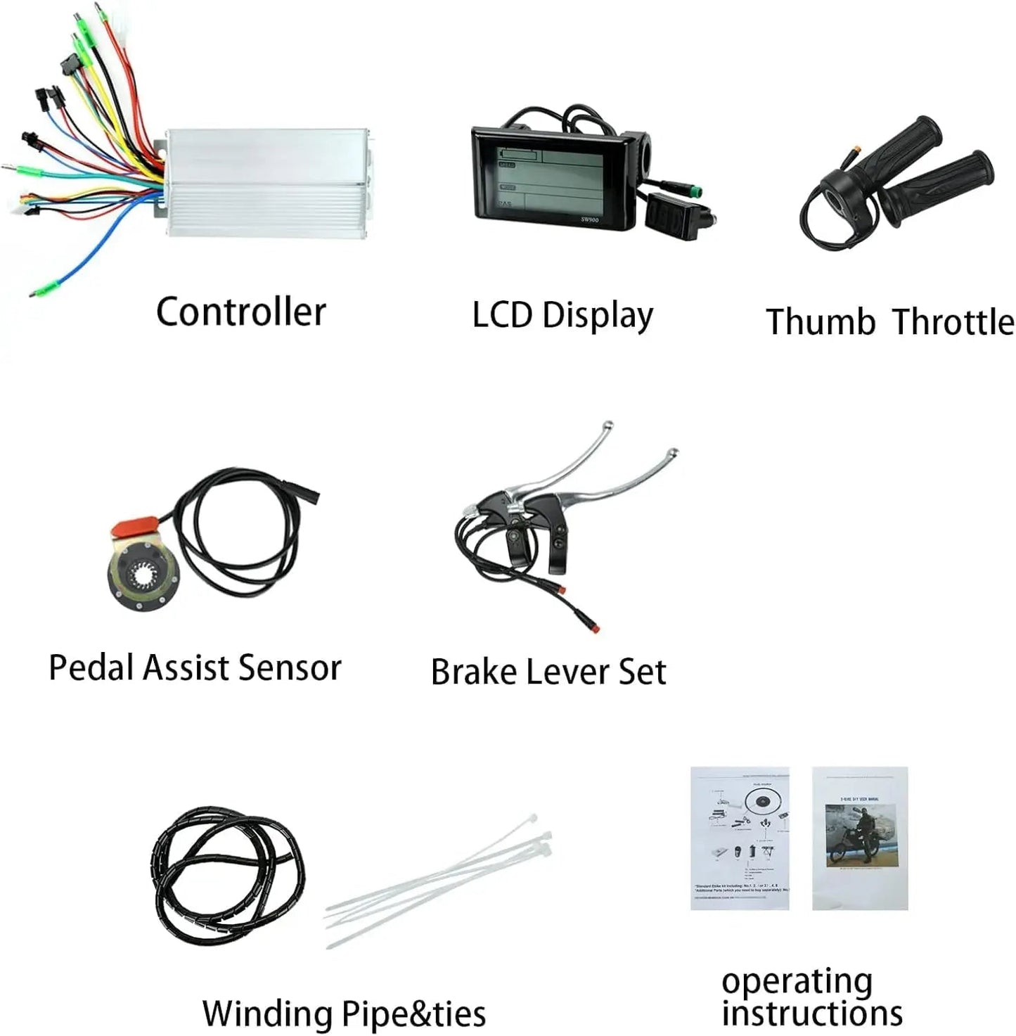 JauoPay 48V 1500W Electric Bicycle Conversion Kit 26\" E-Bike Brushless Gearless Rear Hub Wheel High Speed Dual Mode Electric 7 Sister Stars LLC