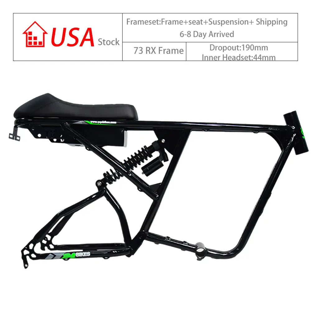 High Quality Mid Suspension Ebike Bike Frame 190mm Dropout E-Bike Electric Bicycle Super-73 Rx Frame With Seat and Suspension 7 Sister Stars LLC