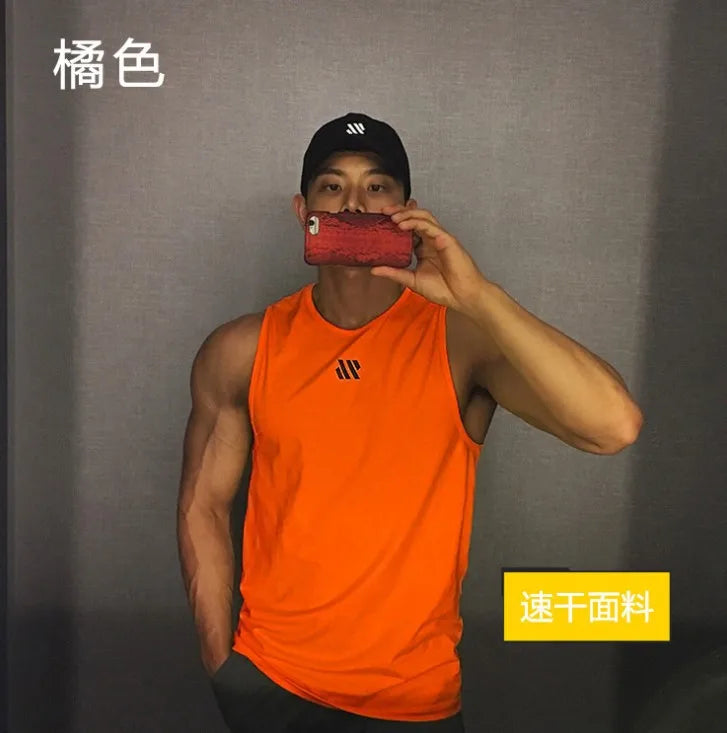 GITF Men's Bodybuilding Vest Gym Workout Mesh Fitness Sleeveless shirt Running wear Stringer Single shirt Summer Accident vest 7 Sister Stars LLC