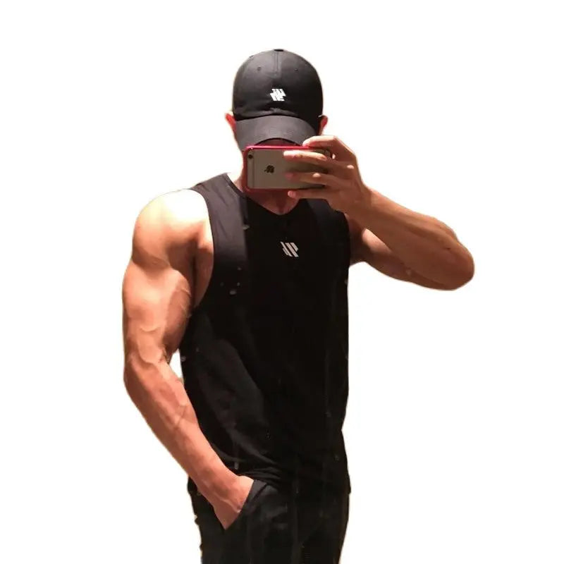 GITF Men's Bodybuilding Vest Gym Workout Mesh Fitness Sleeveless shirt Running wear Stringer Single shirt Summer Accident vest 7 Sister Stars LLC