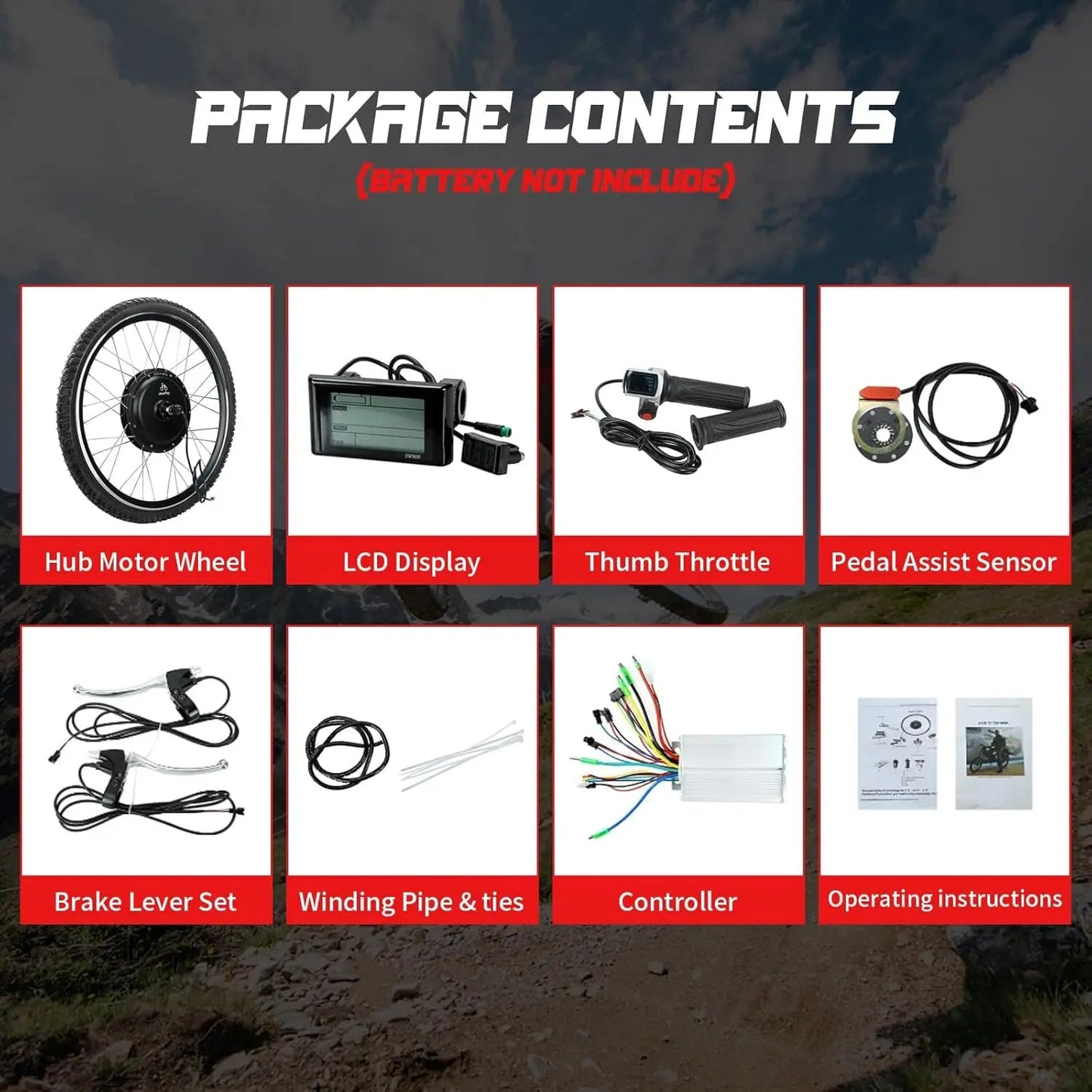 JAUOPAY 48V/36V Electric Bicycle Kit 1200W/1000W/750W Dual Mode Controller Waterproof Brushless Gearless Front Hub Motor Wheel 7 Sister Stars LLC