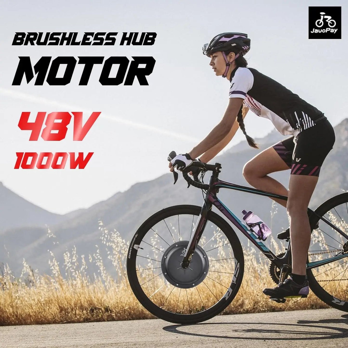 JAUOPAY 48V/36V Electric Bicycle Kit 1200W/1000W/750W Dual Mode Controller Waterproof Brushless Gearless Front Hub Motor Wheel 7 Sister Stars LLC