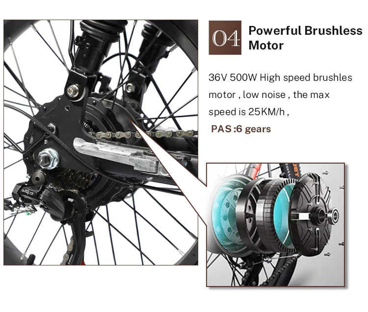 750w Fat Tyre Electric Bike Long Range Electric Bicycle Removable Battery Electric Mountain Bike E-bike 7 Sister Stars LLC
