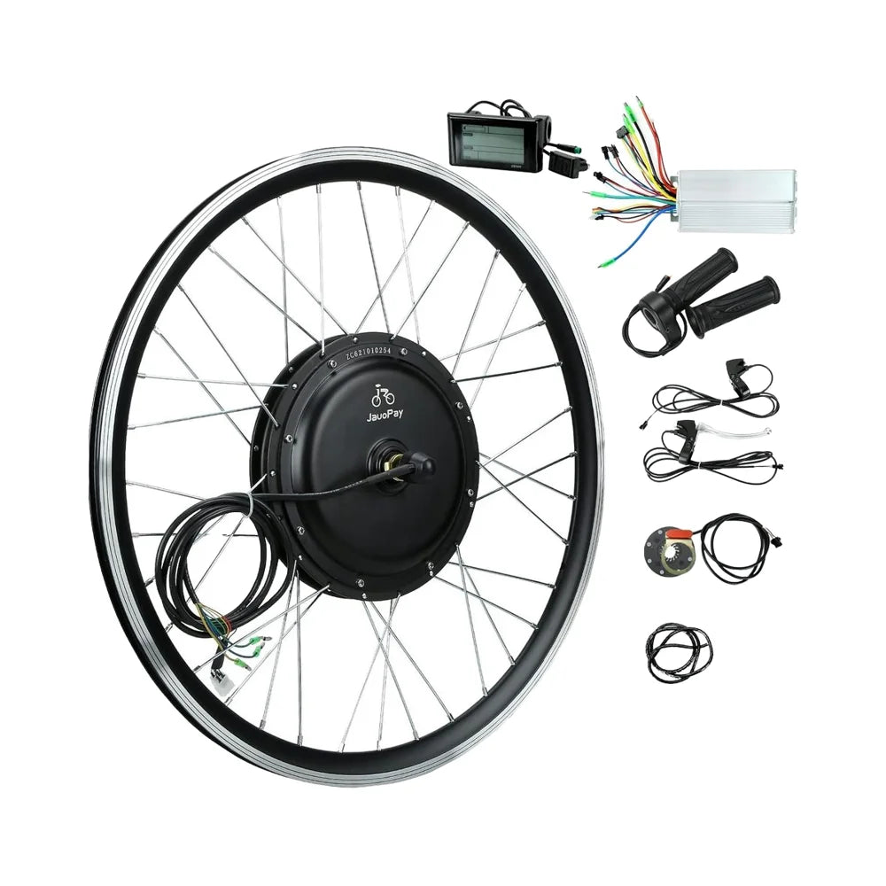 JauoPay 48V 1500W Electric Bicycle Conversion Kit 26\" E-Bike Brushless Gearless Rear Hub Wheel High Speed Dual Mode Electric 7 Sister Stars LLC