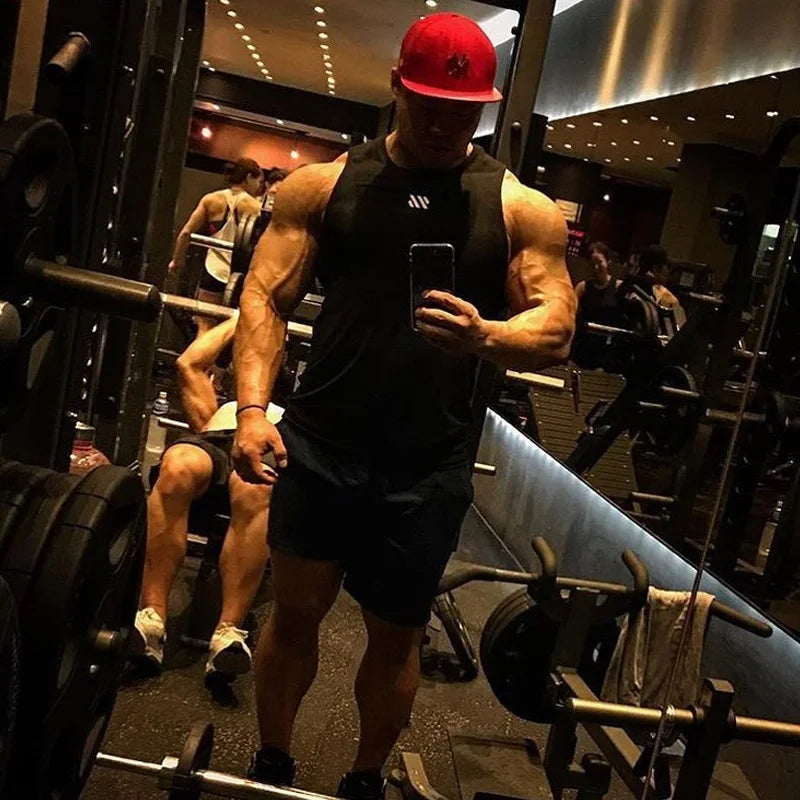 GITF Men's Bodybuilding Vest Gym Workout Mesh Fitness Sleeveless shirt Running wear Stringer Single shirt Summer Accident vest 7 Sister Stars LLC