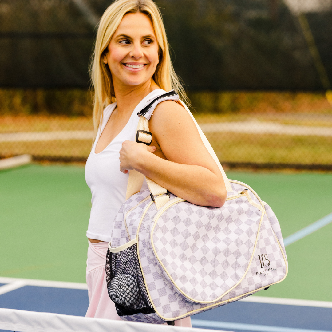 Checkered Chic Tan Premium Women's Pickleball Bag