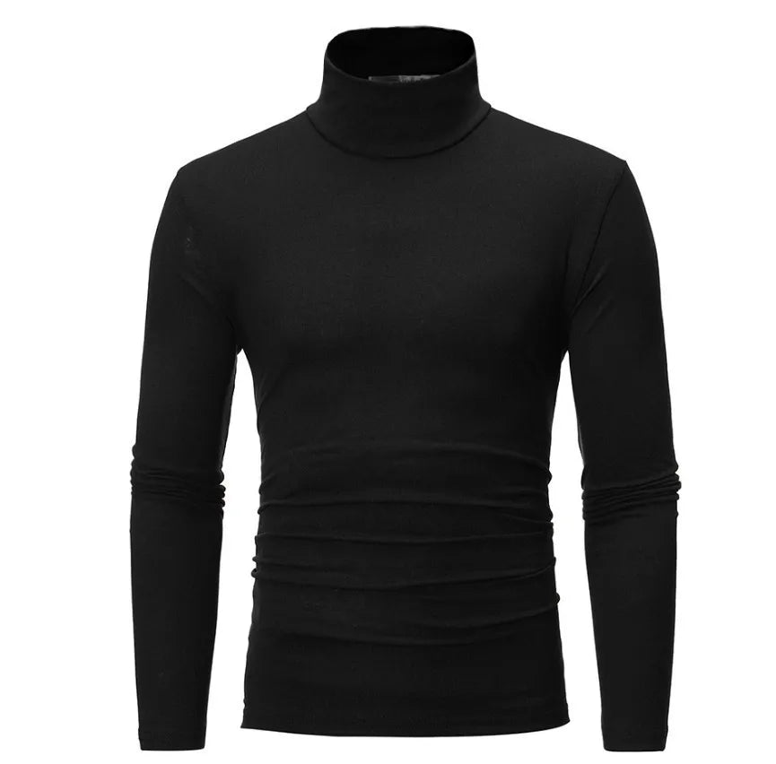 2023 new Men's High Neck Slim Fit Long Sleeve T-shirt turtleneck for men slim elastic thin pullover