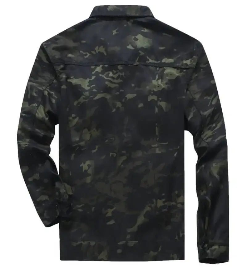 Hunting Wear Resistant Sets Men Spring Autumn Multi Pocket Camo Suits Male Outdoor Training Fishing Cargo Set