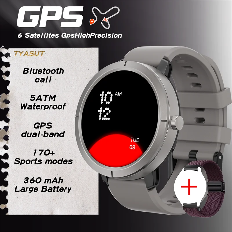 2025 New GPS Sports Smart Watch 1.32 inch AMOLED 5ATM Waterproof Outdoor Watch 360mAh Battery call Smarwatch For Men And Women