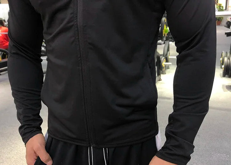 New Winter Autumn Hoodies Sport Shirt Men Hat Zipper Running Jackets Fitness Gym Sports Clothing Sport Top Men's Sportswear 2022