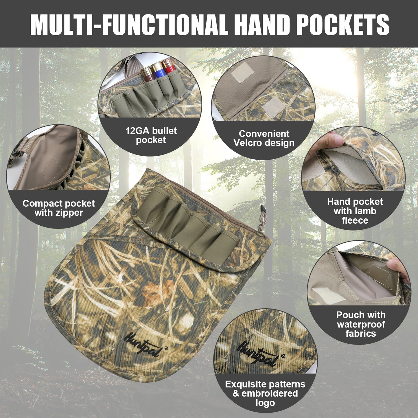 Hunting Vest Camouflage Upland Waterfowl Vest Meadow Lightweight with Hunting Game Duck Pouch and Pockets for Hunting Fishing