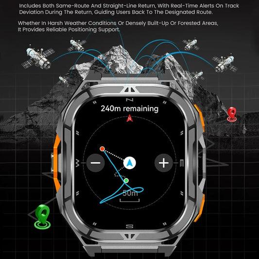 2025 New GPS Smart Watch Men 1.96-inch HD AMOLED Screen Compass Bluetooth Call 5ATM Waterproof Sport Smart Watch for Android iOS